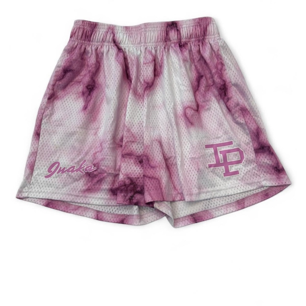 Inaka Power Pink White Tie-Dye Mesh Shorts Size S